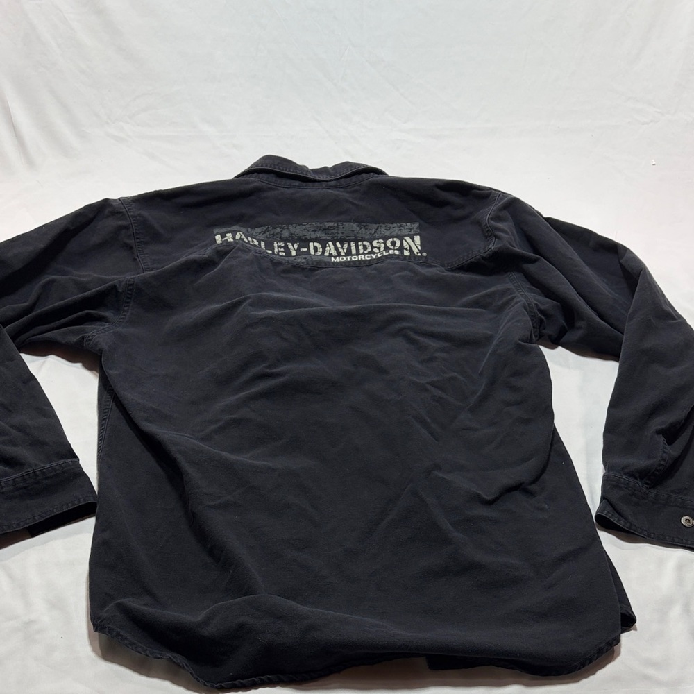 Harley Davidson, black casual button down heavy duty 100% cotton size large